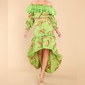 ALDEN ADAIR Sophia Palma Hi-Low Maxi Skirt & Ruffle Cropped Top Size Medium